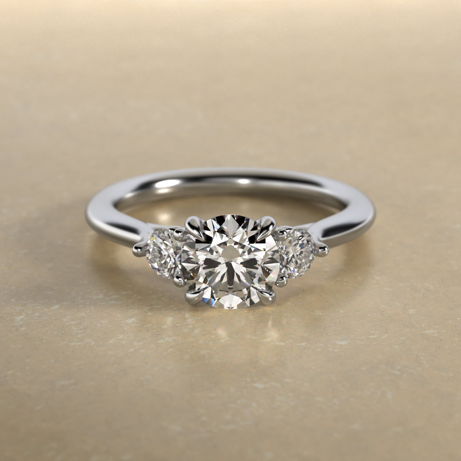 Classic Round Lab-Grown Diamond Three Stone Engagement Ring In 14K White Gold