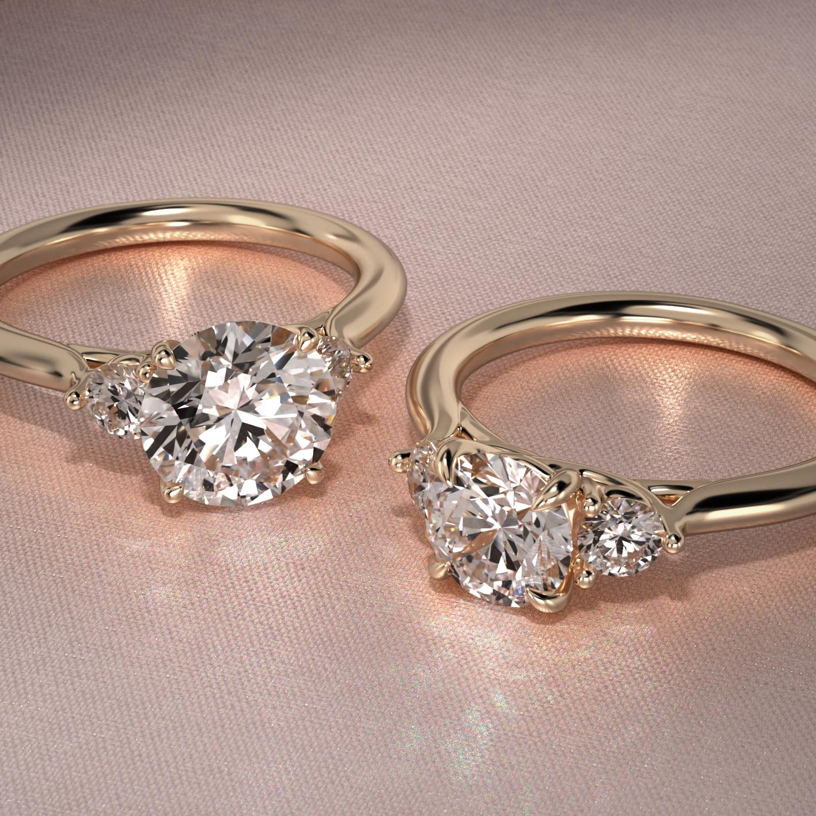 Classic Round Lab-Grown Diamond Three Stone Engagement Ring In 18K Yellow Gold