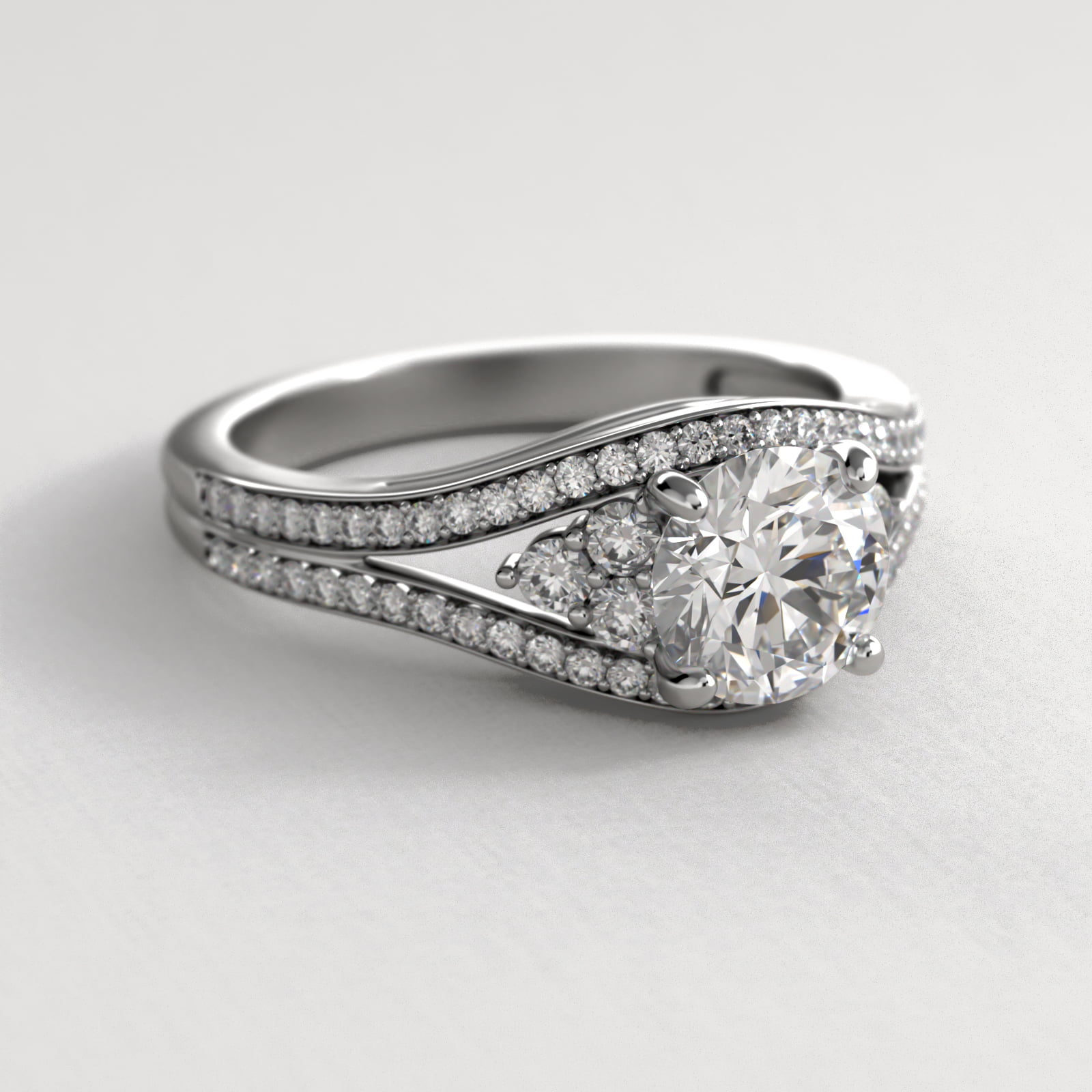 Double Pavé Diamond Engagement Ring In Platinum