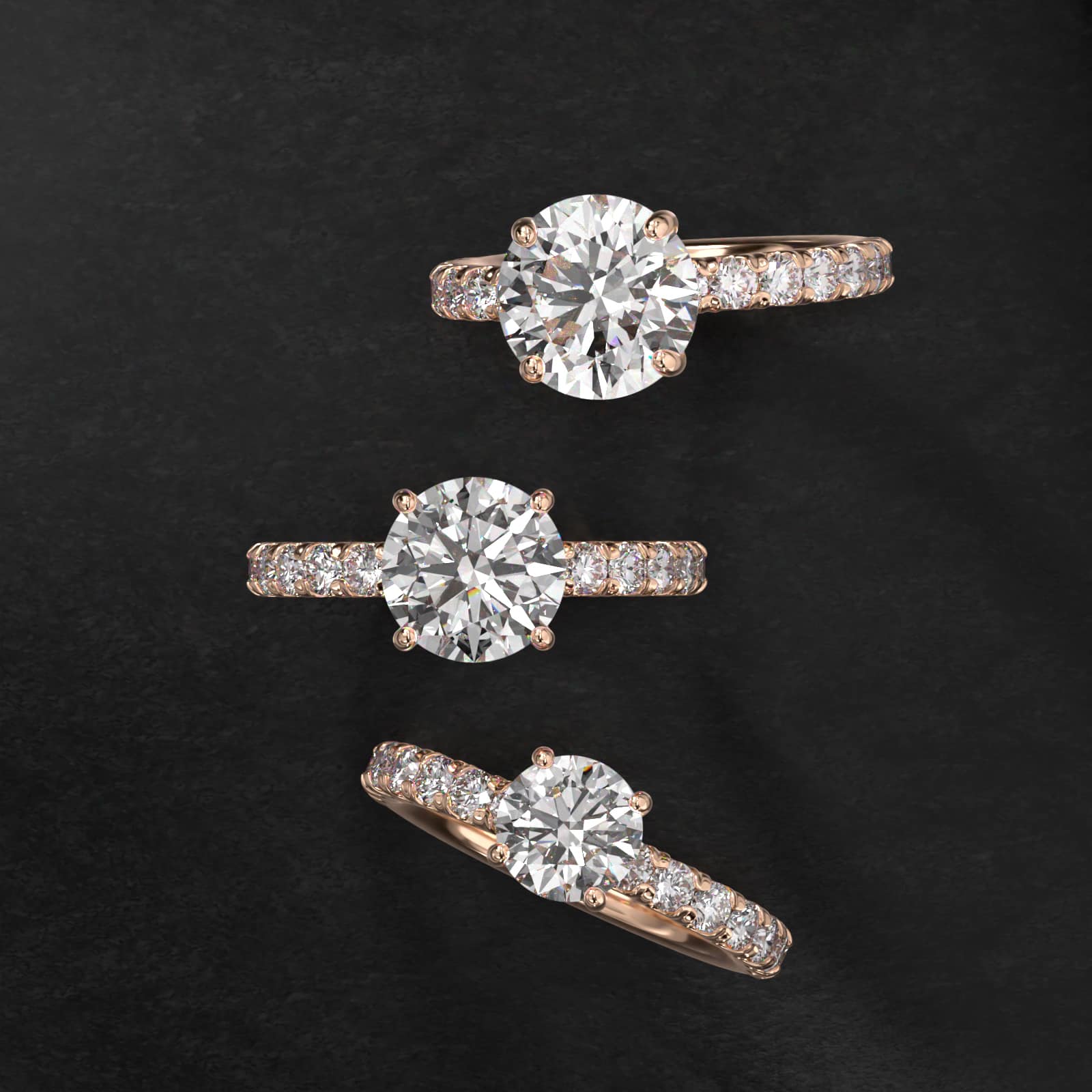 Cut Down Pavé Diamond Engagement Ring In 14K Rose Gold