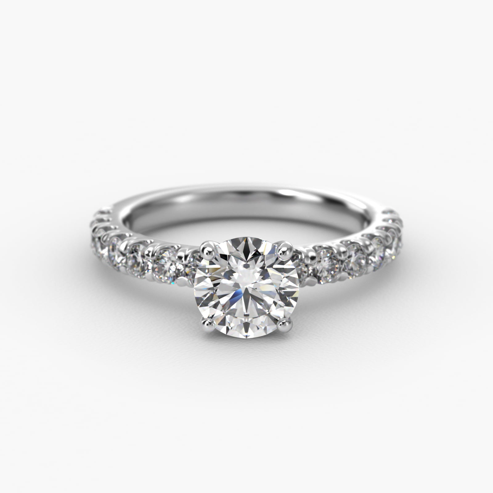 Cut Down Pavé Diamond Engagement Ring In Platinum