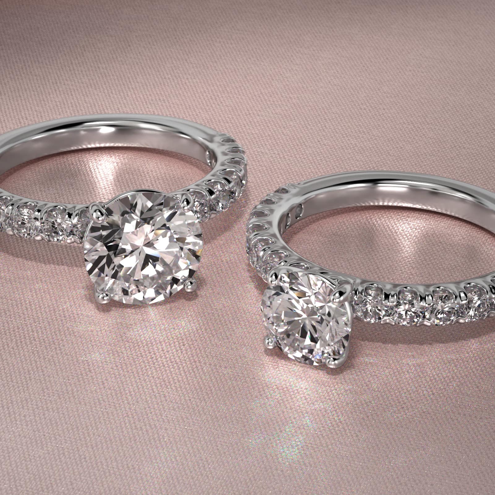 Cut Down Pavé Diamond Engagement Ring In 14K White Gold