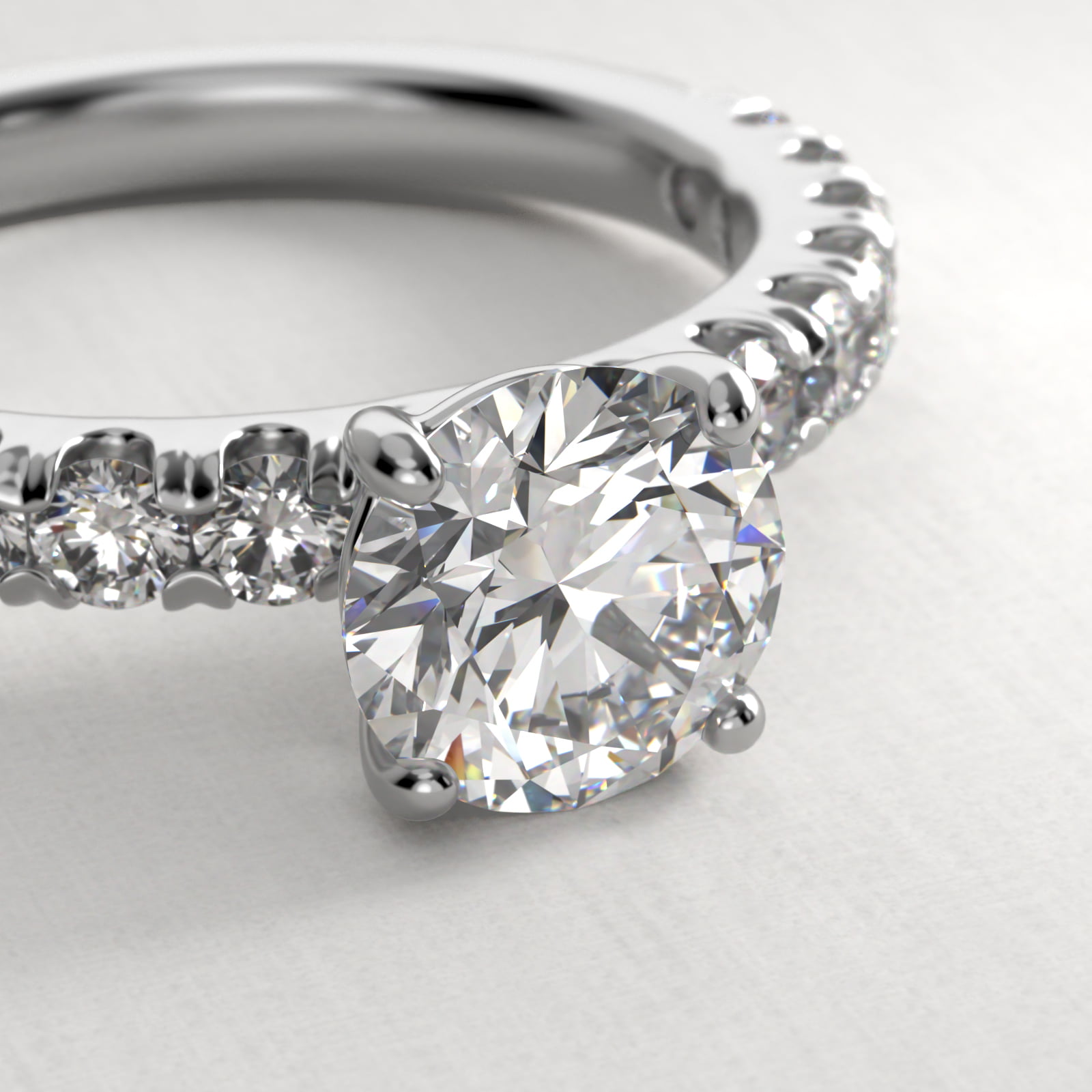 Cut Down Pavé Diamond Engagement Ring In Platinum