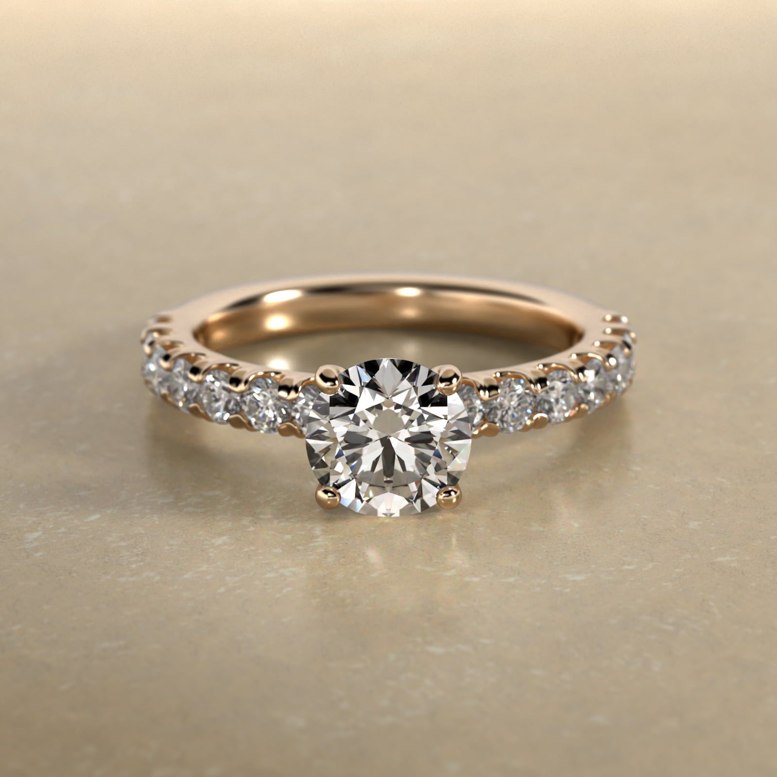 Cut Down Pavé Diamond Engagement Ring In 18K Yellow Gold
