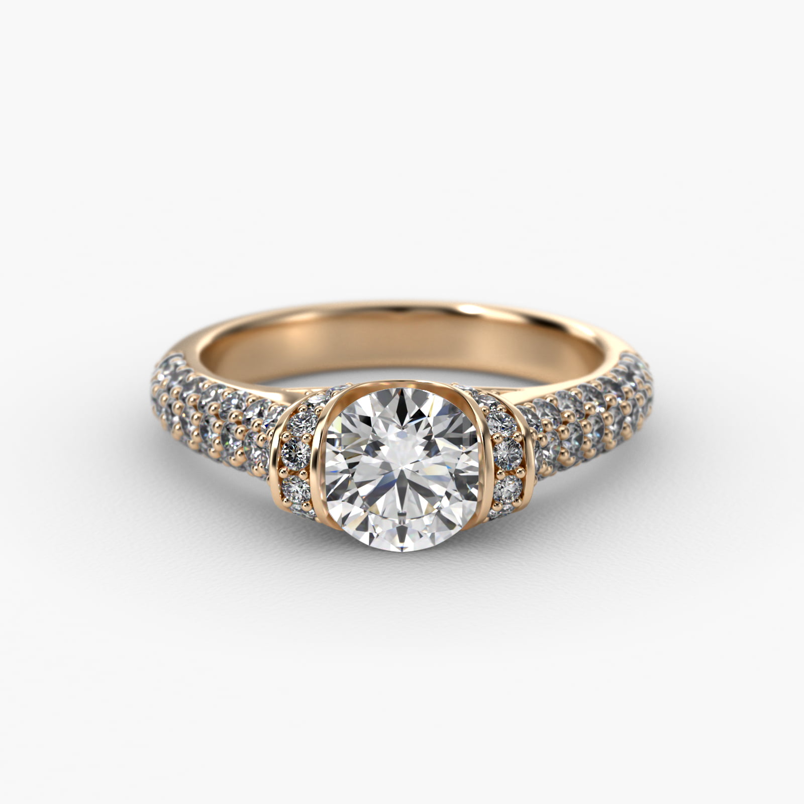Half Bezel Tension Engagement Ring In 14K Yellow Gold