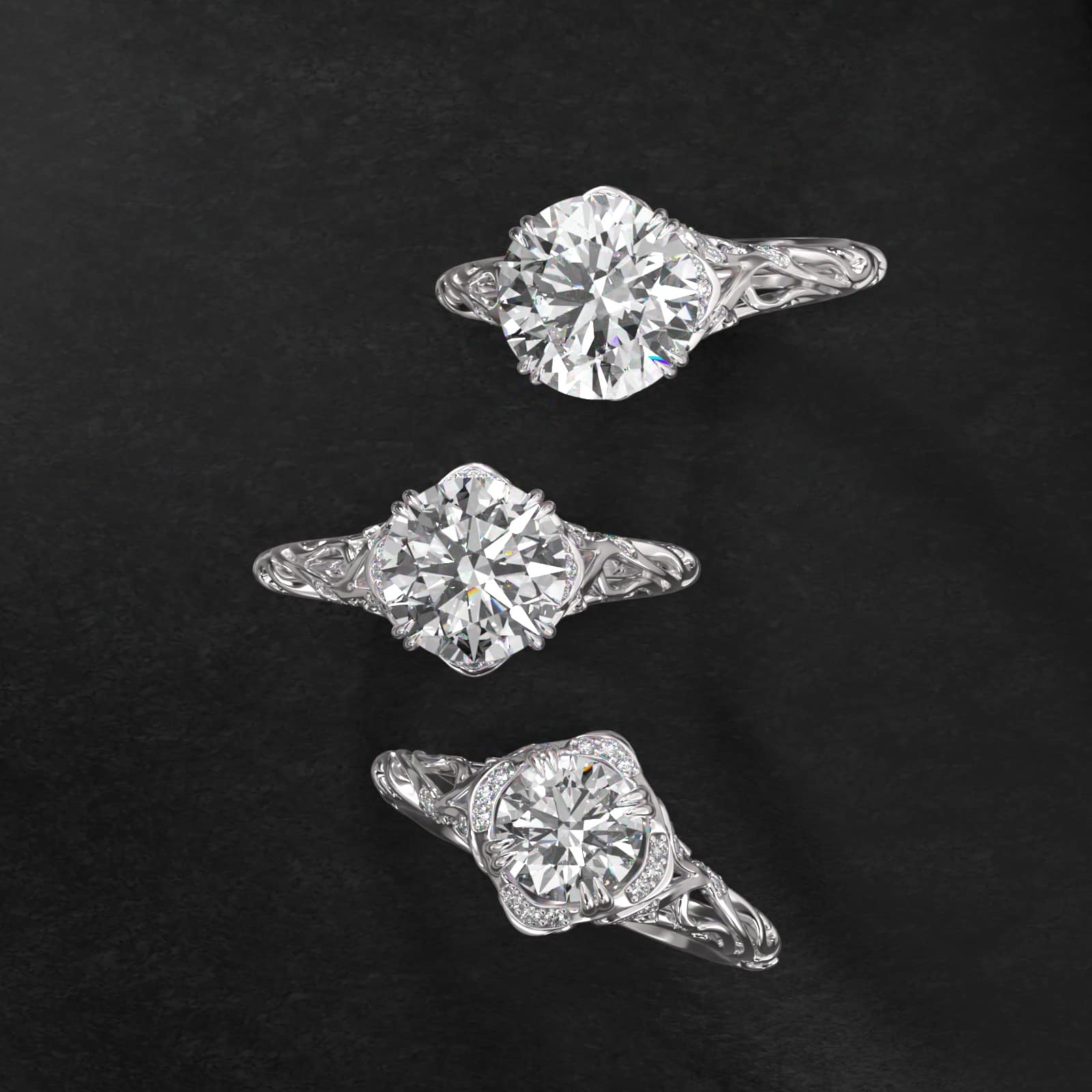 Diamond Filigree Vintage-Style Engagement Ring In Platinum