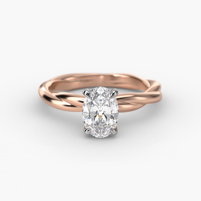 Rope Solitaire Engagement Ring In 14K Rose Gold