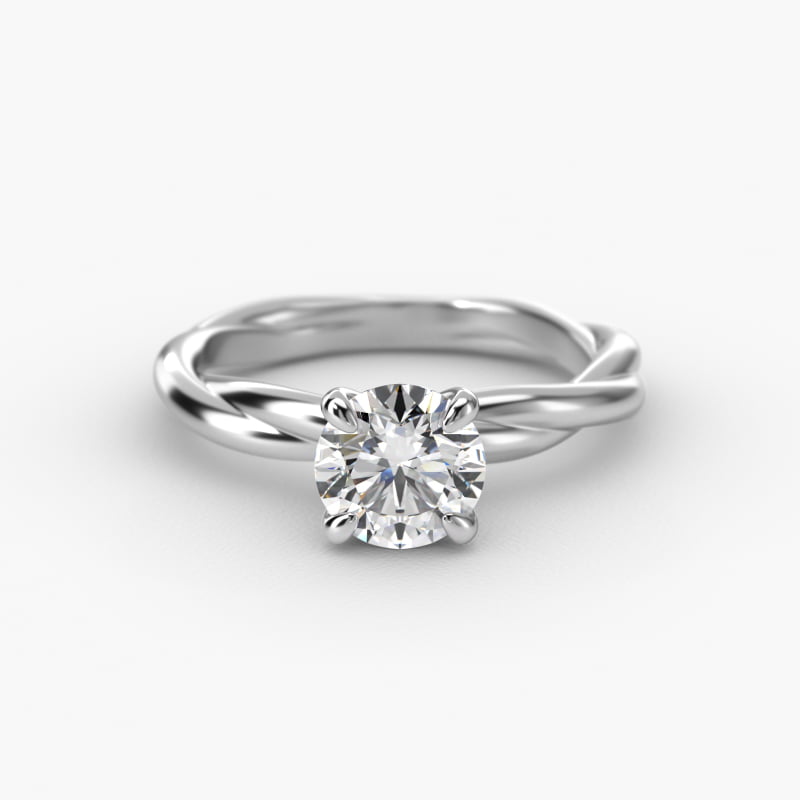 Rope Solitaire Engagement Ring In 14K White Gold