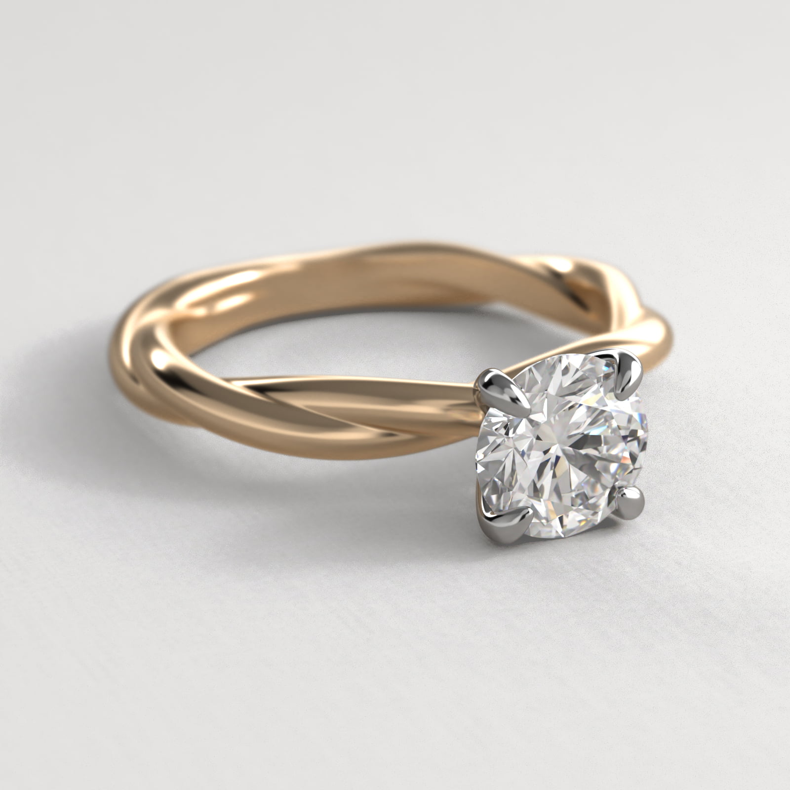 Rope Solitaire Engagement Ring In 14K Yellow Gold