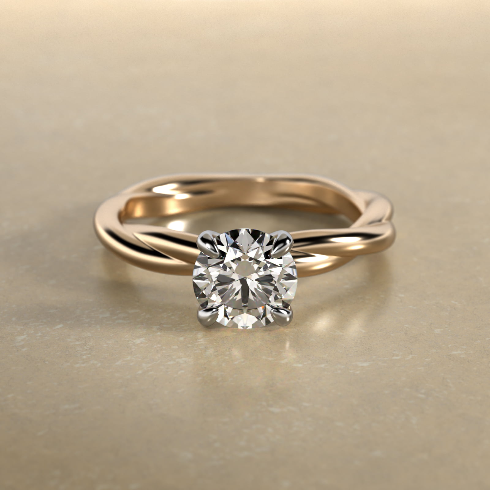 Rope Solitaire Engagement Ring In 18K Yellow Gold