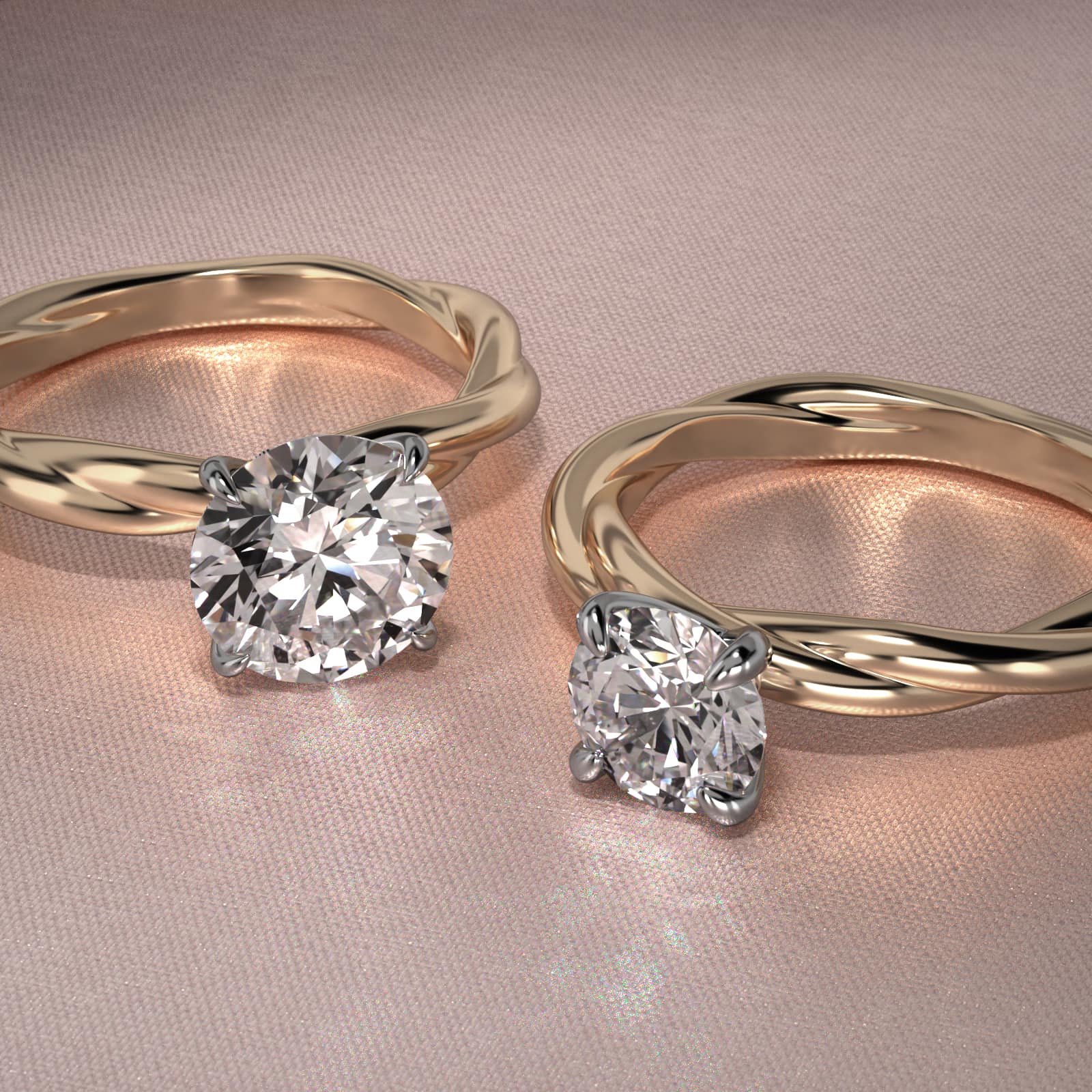 Rope Solitaire Engagement Ring In 18K Yellow Gold