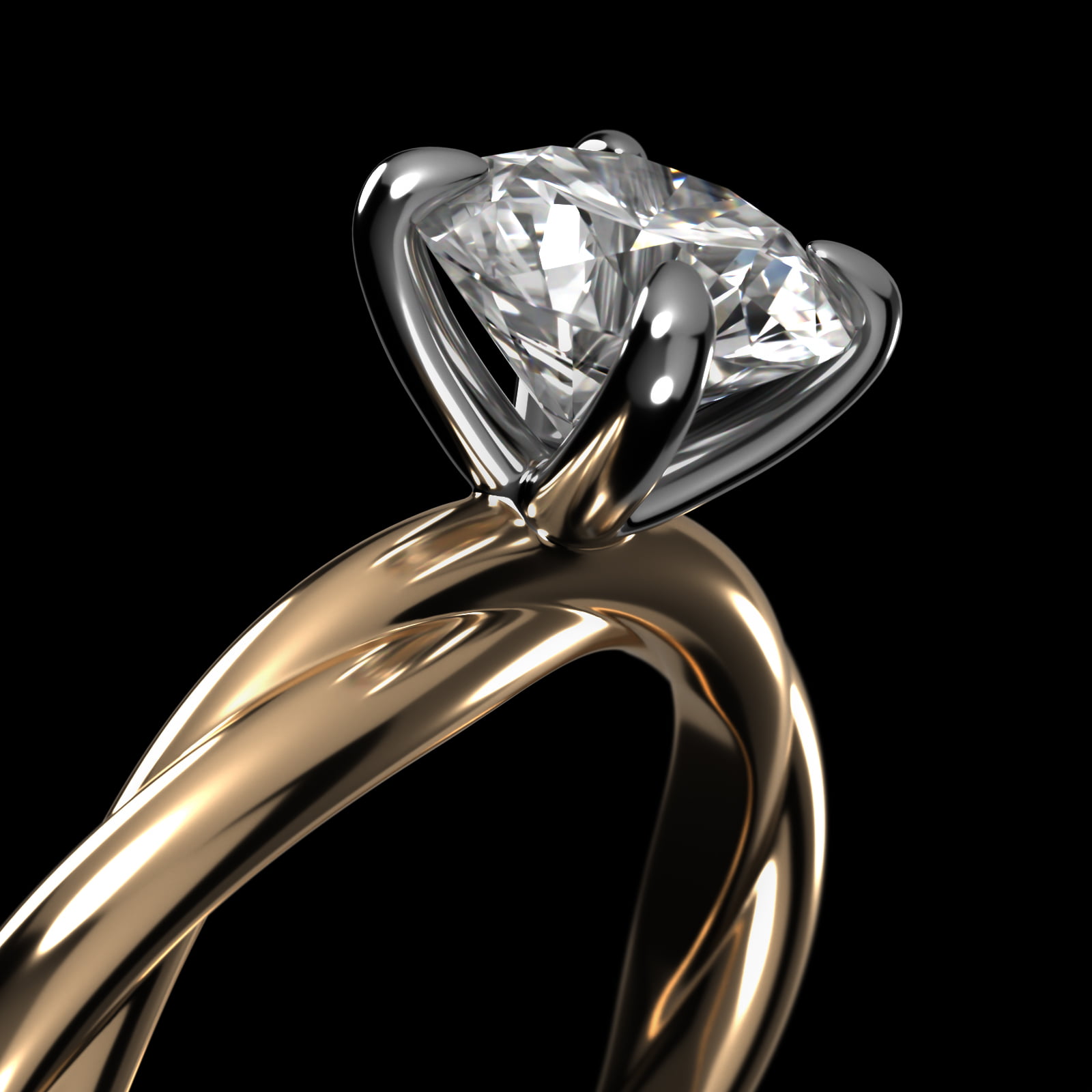 Rope Solitaire Engagement Ring In 18K Yellow Gold