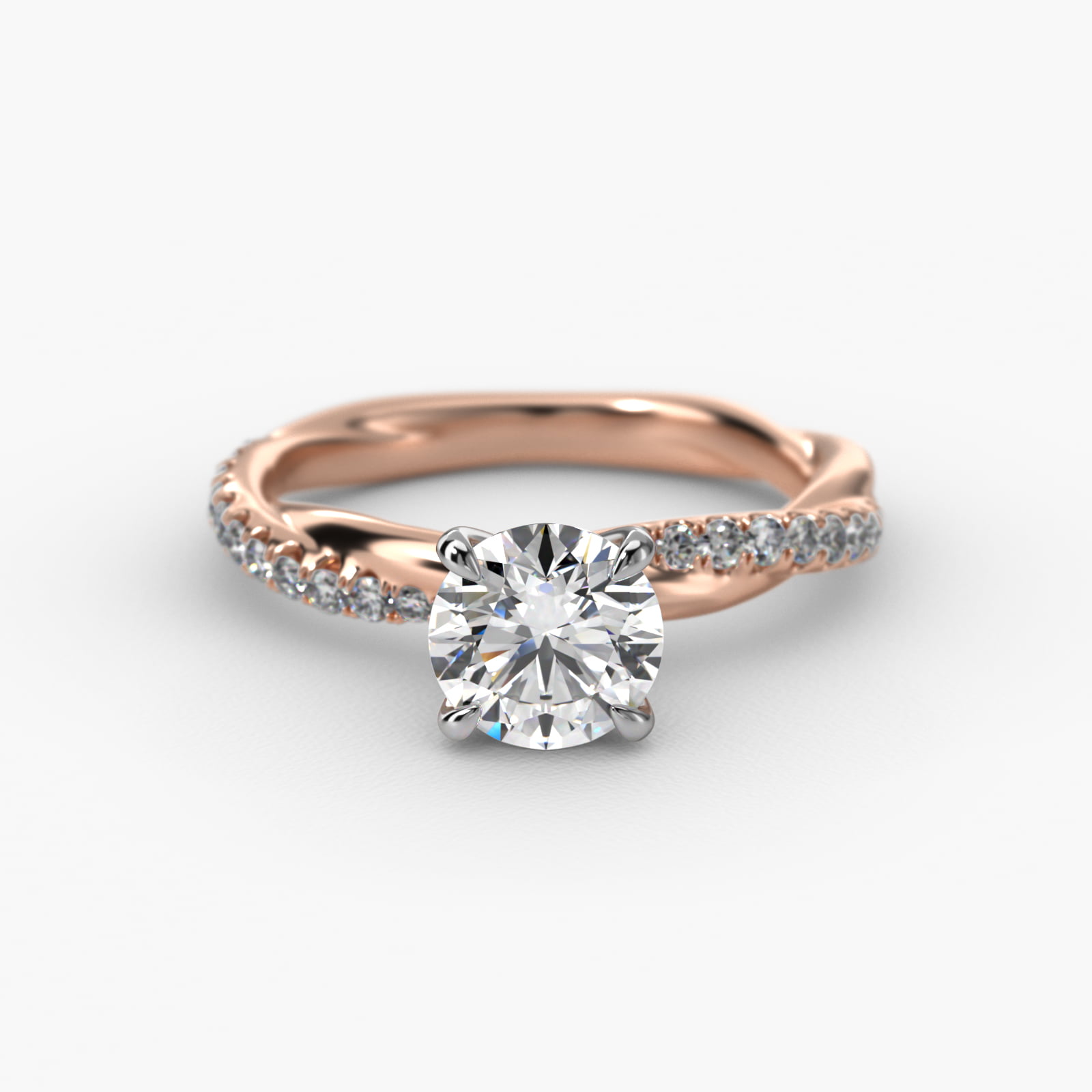 Pavé Rope Lab-Grown Diamond Engagement Ring In 14K Rose Gold