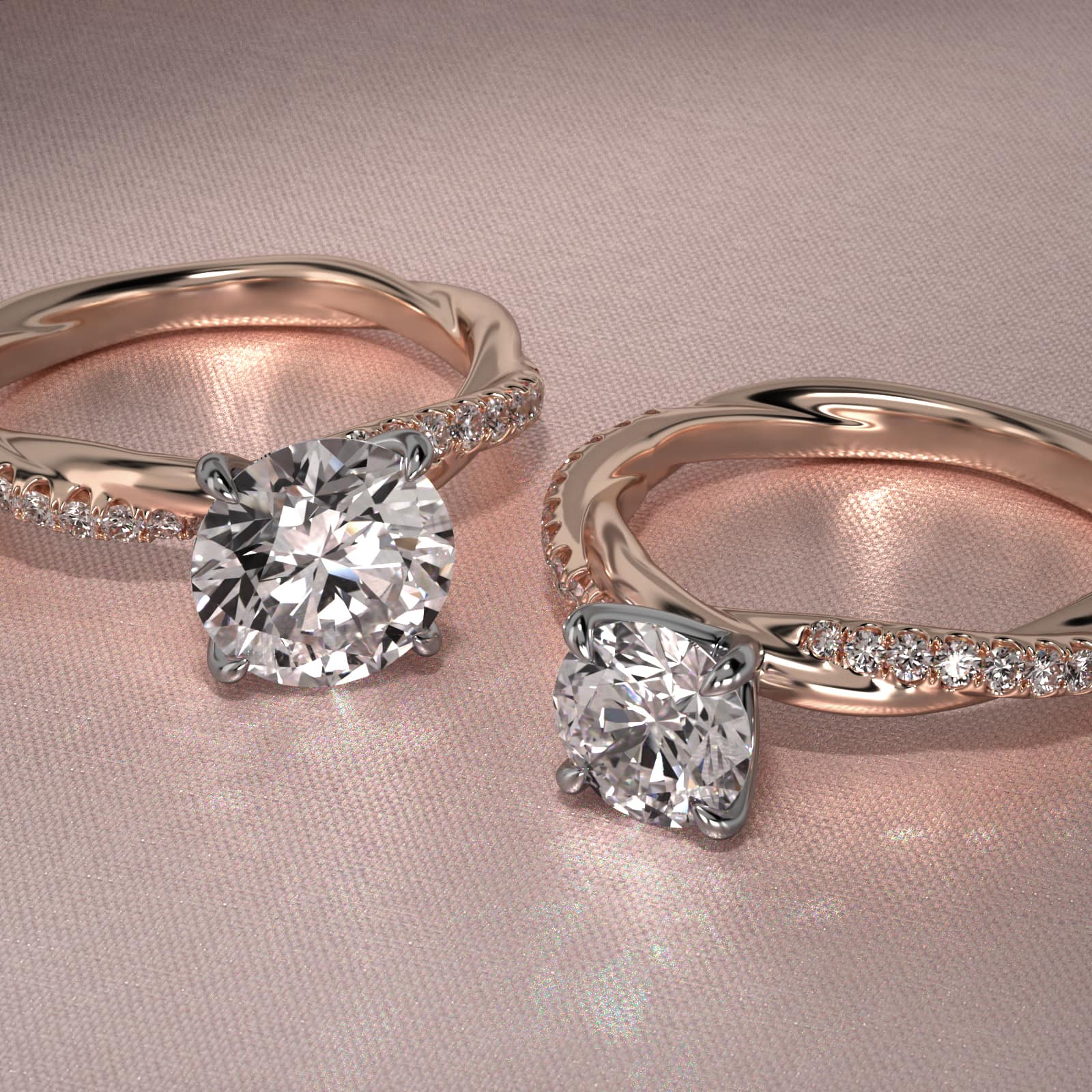 Pavé Rope Diamond Engagement Ring In 14K Rose Gold