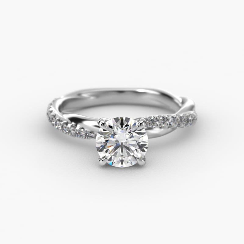 Pavé Rope Diamond Engagement Ring In 14K White Gold