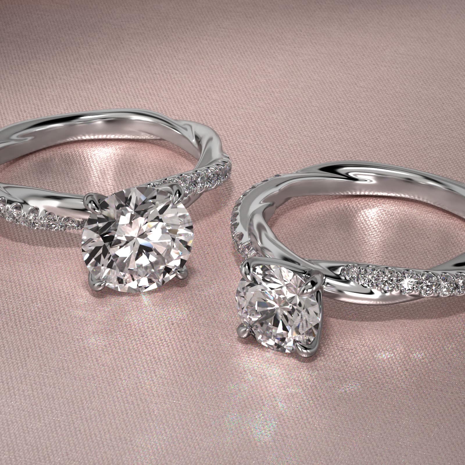 Pavé Rope Diamond Engagement Ring In 18K White Gold