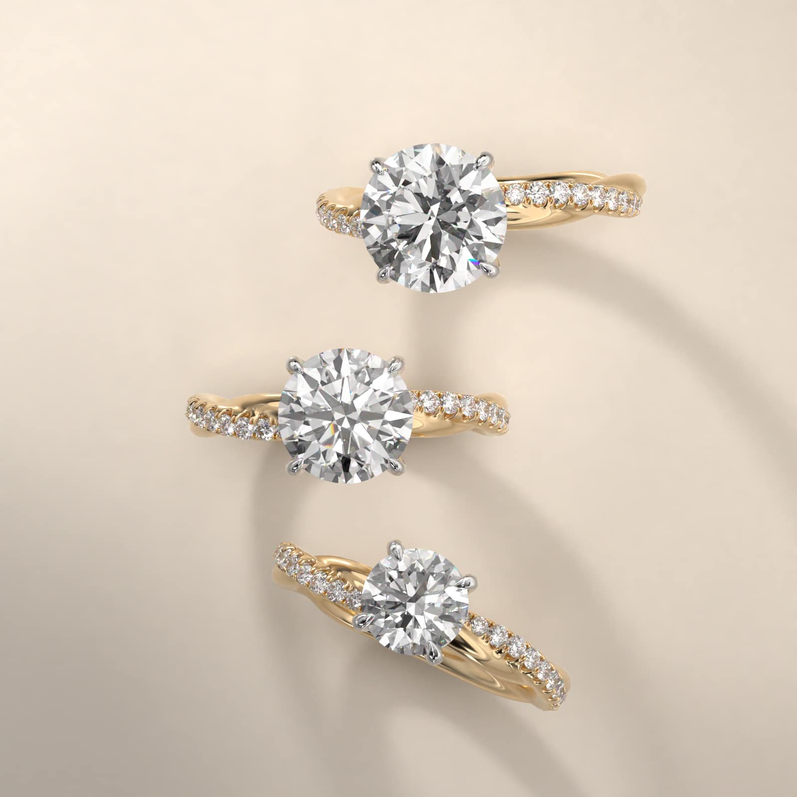 Pavé Rope Diamond Engagement Ring In 18K Yellow Gold