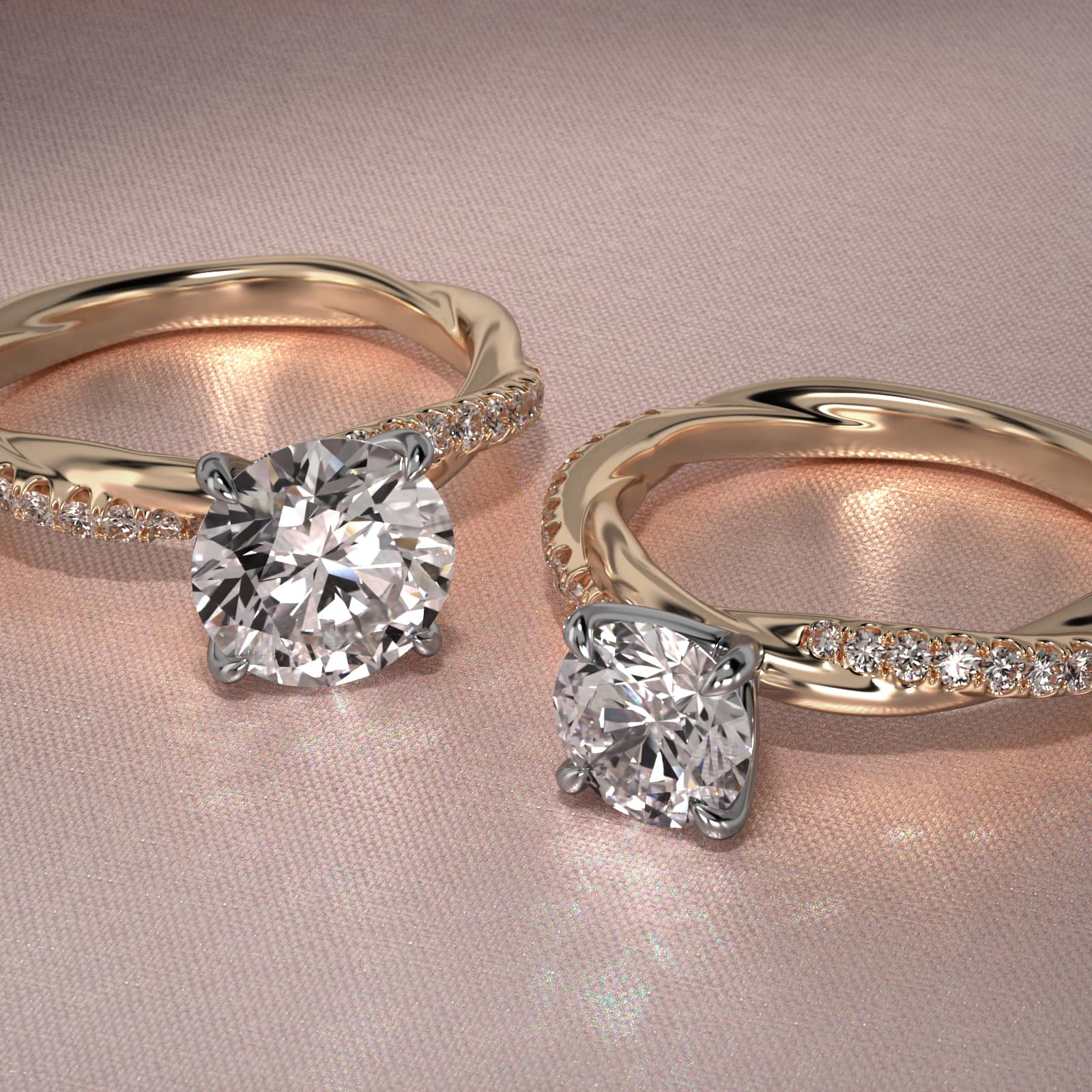 Pavé Rope Diamond Engagement Ring In 14K Yellow Gold