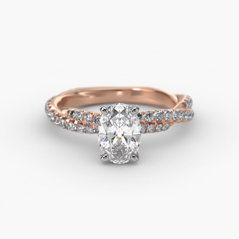 Pavé Twist Diamond Engagement Ring In 14K Rose Gold