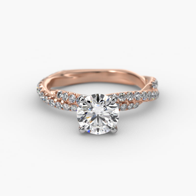 Pavé Twist Diamond Engagement Ring In 14K Rose Gold