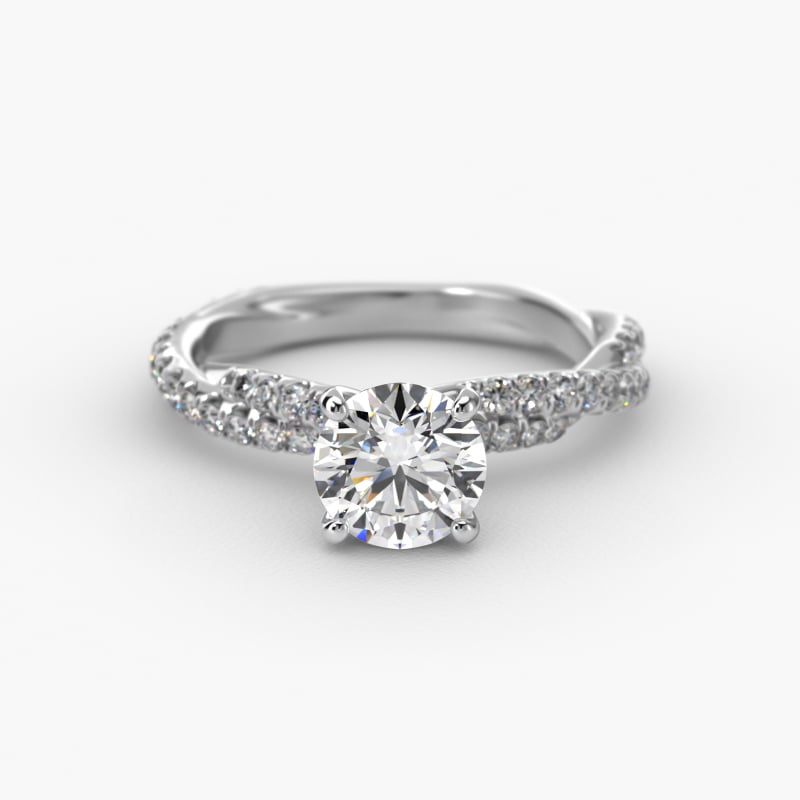 Pavé Twist Diamond Engagement Ring In 14K White Gold