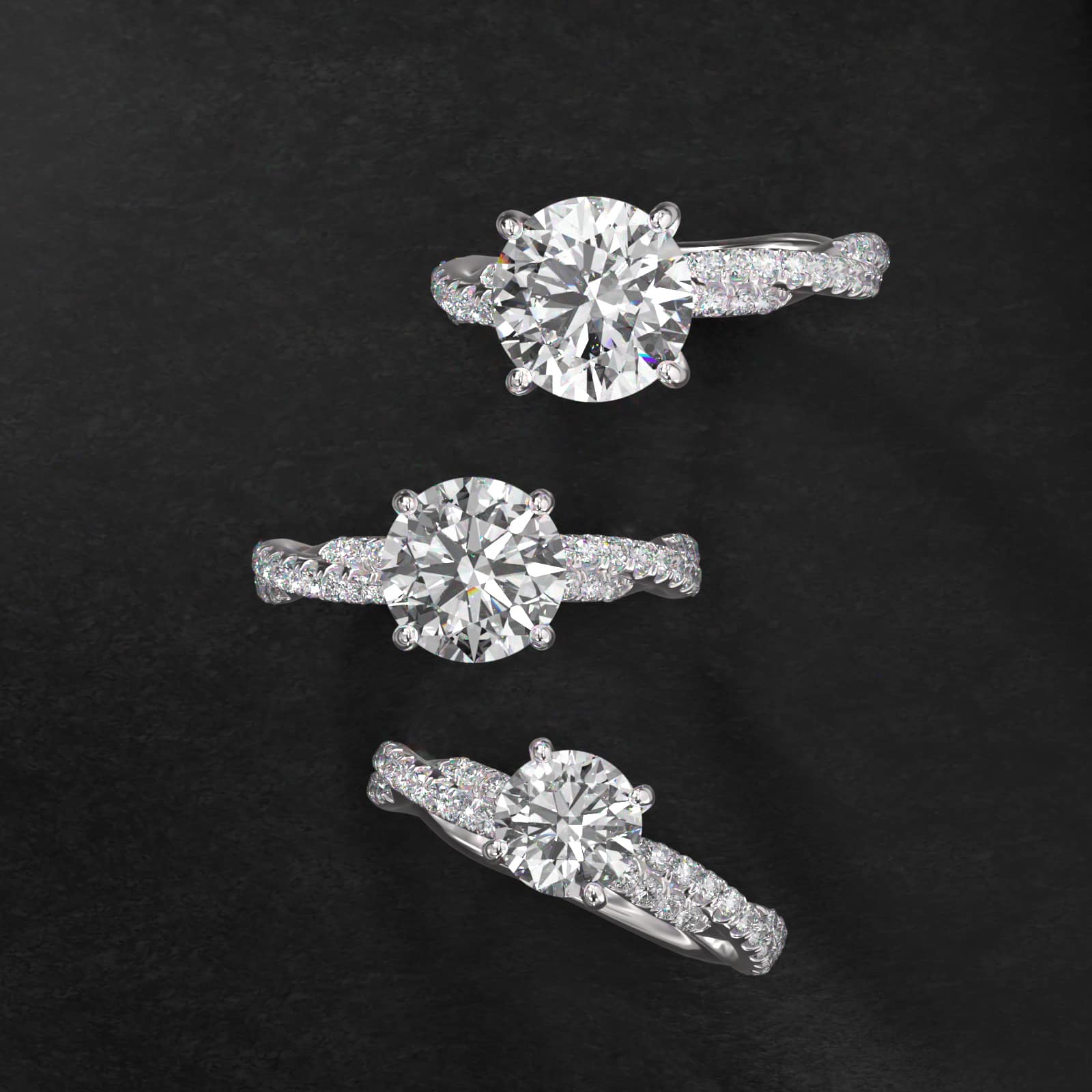 Pavé Twist Diamond Engagement Ring In 14K White Gold