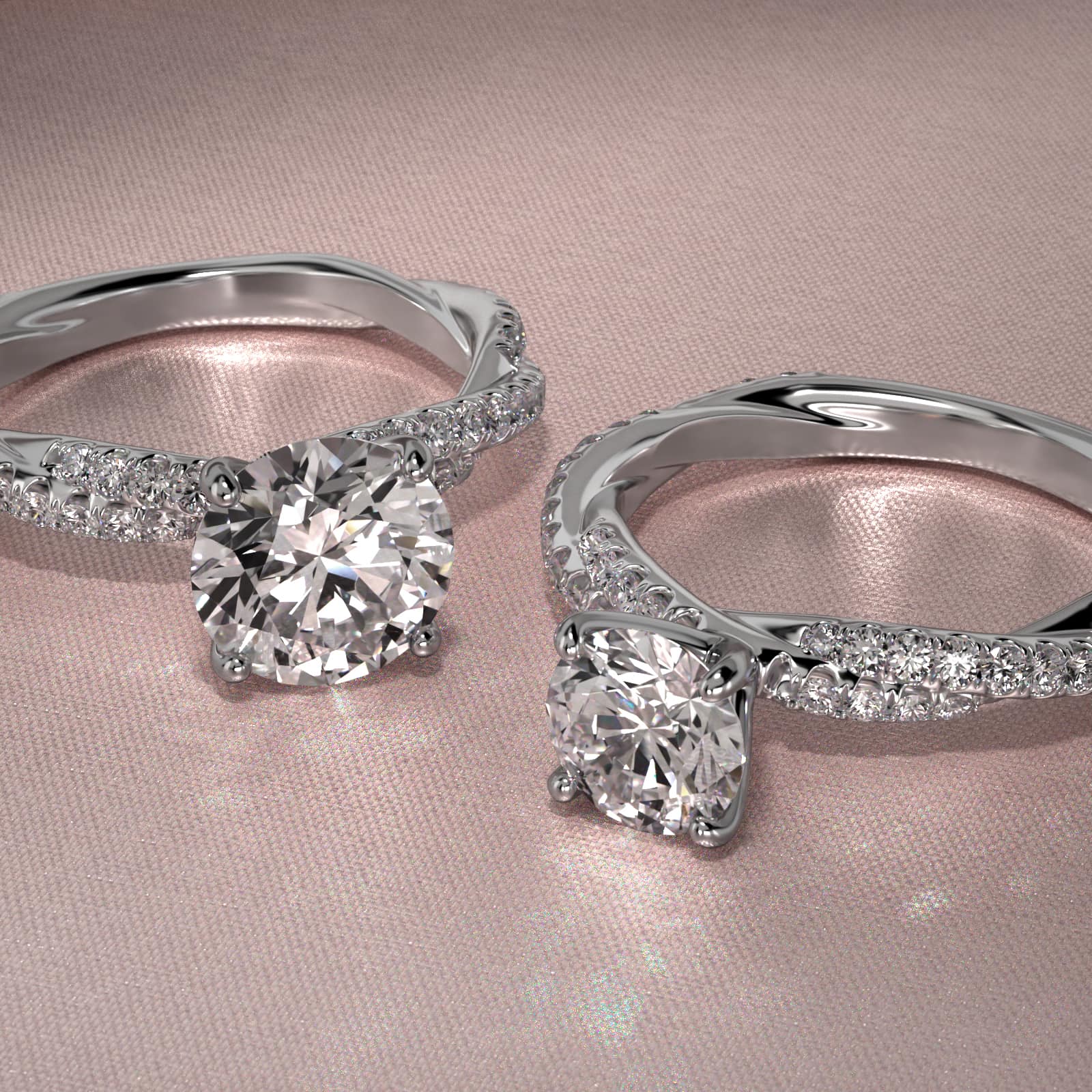 Pavé Twist Diamond Engagement Ring In Platinum