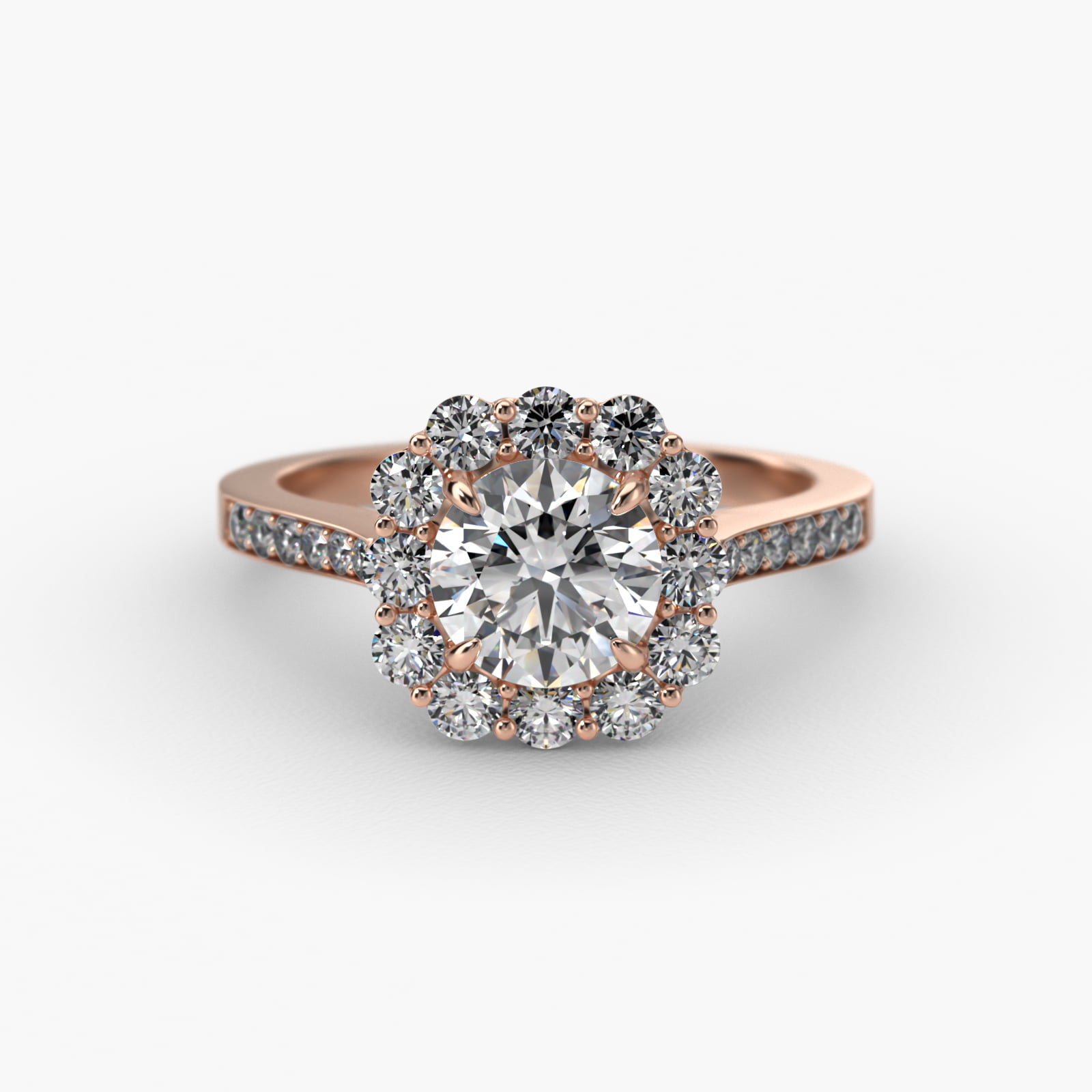 14K Rose Gold Grande Diamond Halo Engagement Ring