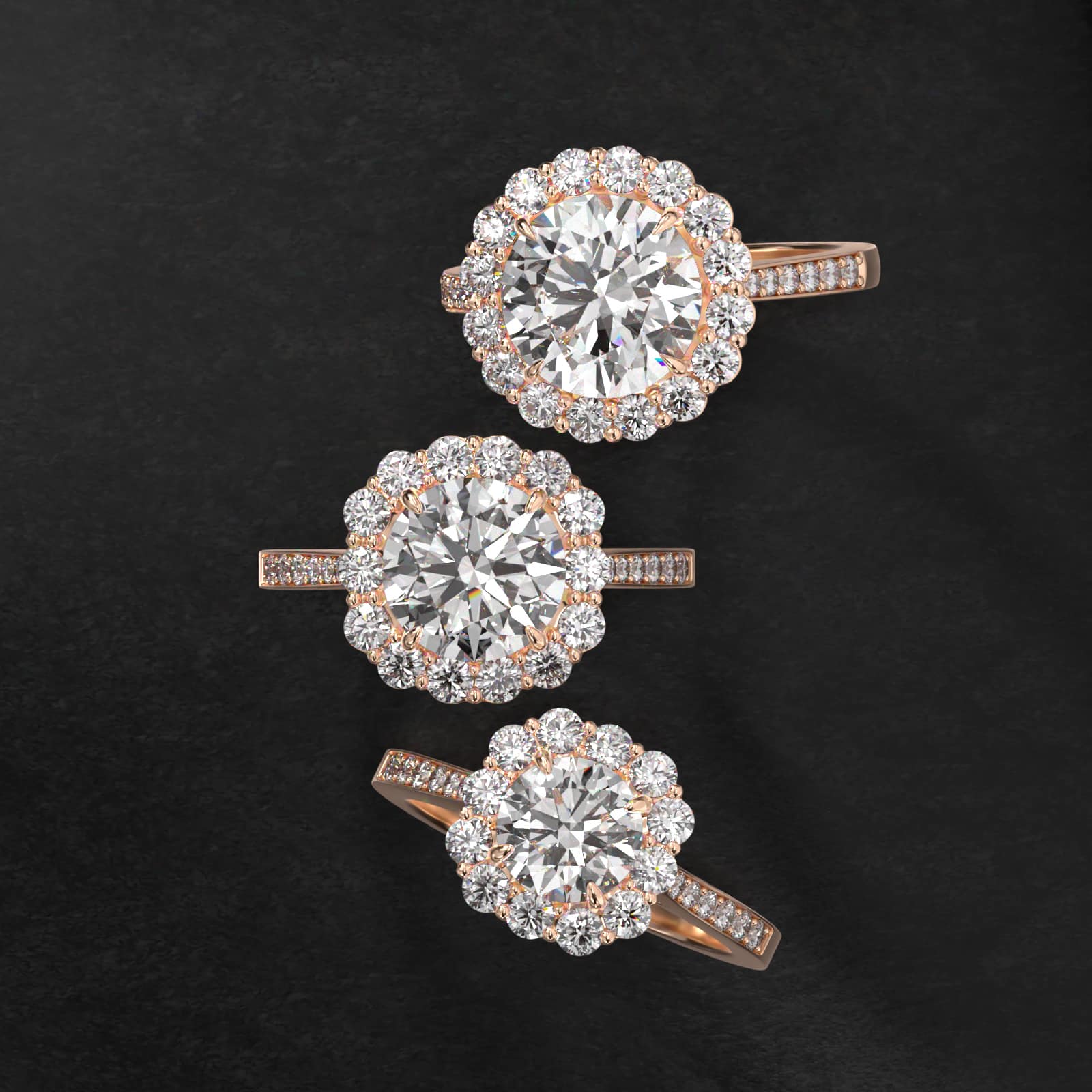 14K Rose Gold Grande Diamond Halo Engagement Ring