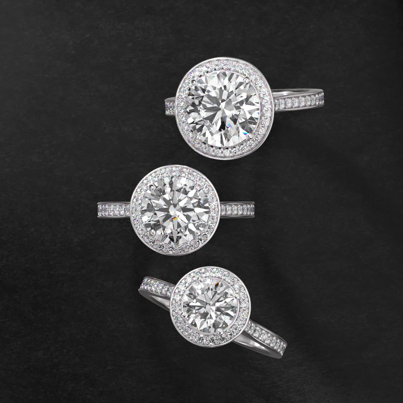 14K White Gold Trellis Halo Diamond Engagement Ring