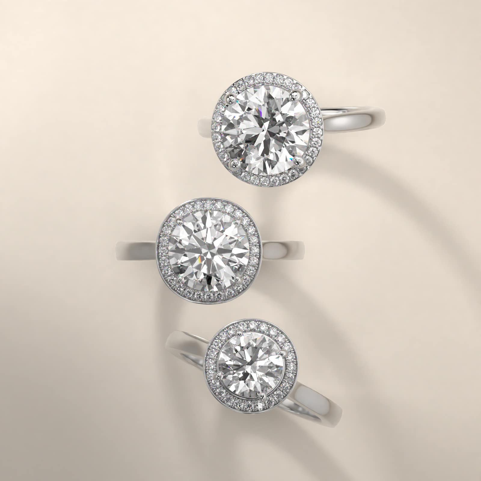 14K White Gold Trellis Halo Diamond Engagement Ring