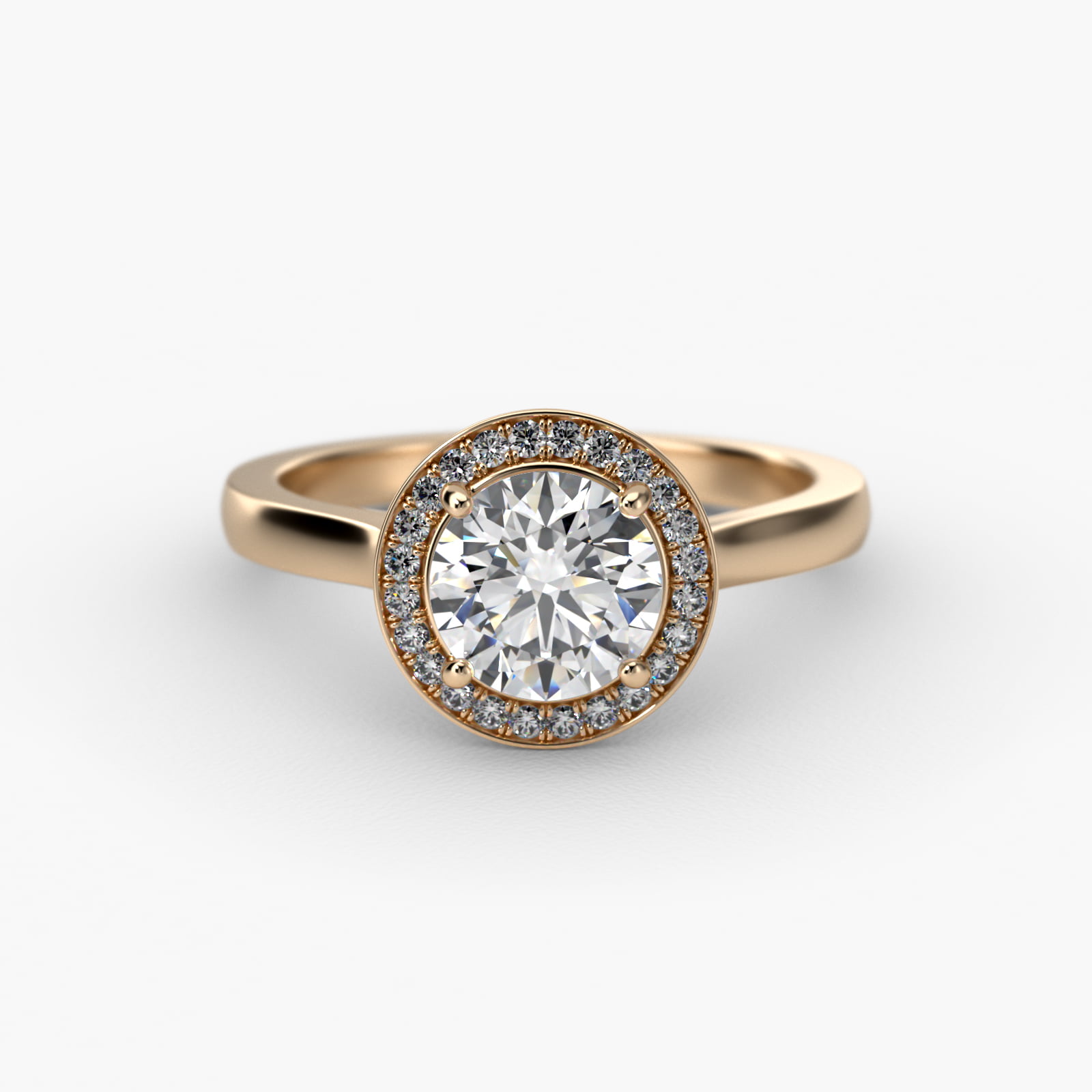 18K Yellow Gold Trellis Halo Diamond Engagement Ring