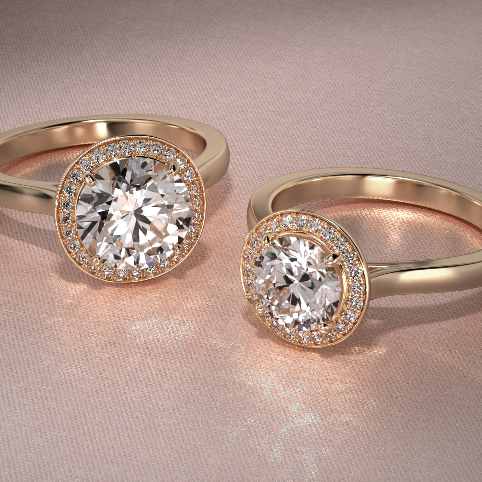 18K Yellow Gold Trellis Halo Diamond Engagement Ring