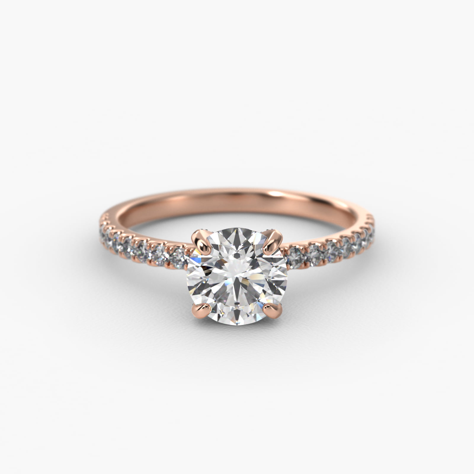 Petite Pavé Crown Lab-Grown Diamond Engagement Ring In 14K Rose Gold