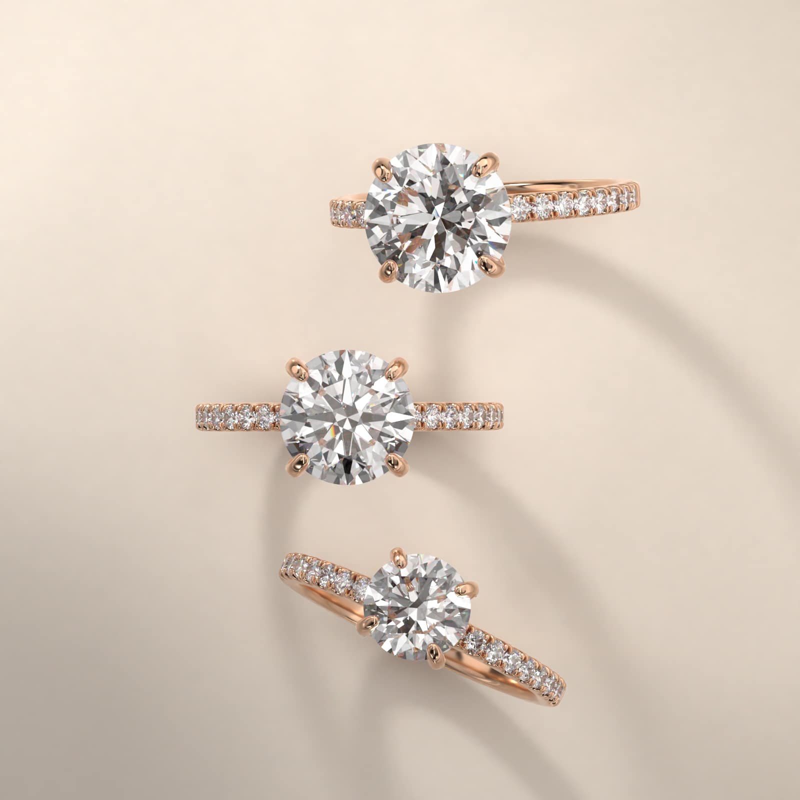 Petite Pavé Crown Lab-Grown Diamond Engagement Ring In 14K Rose Gold