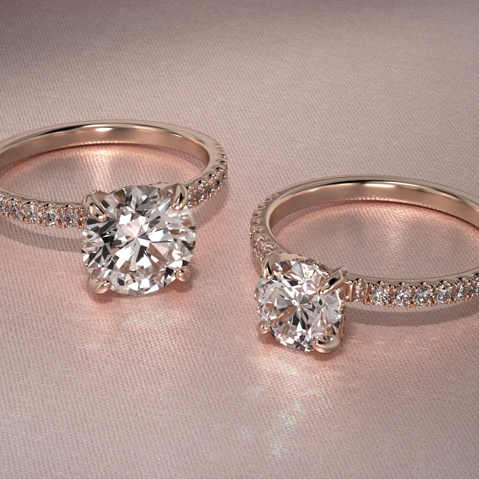 Petite Pavé Crown Diamond Engagement Ring In 14K Rose Gold
