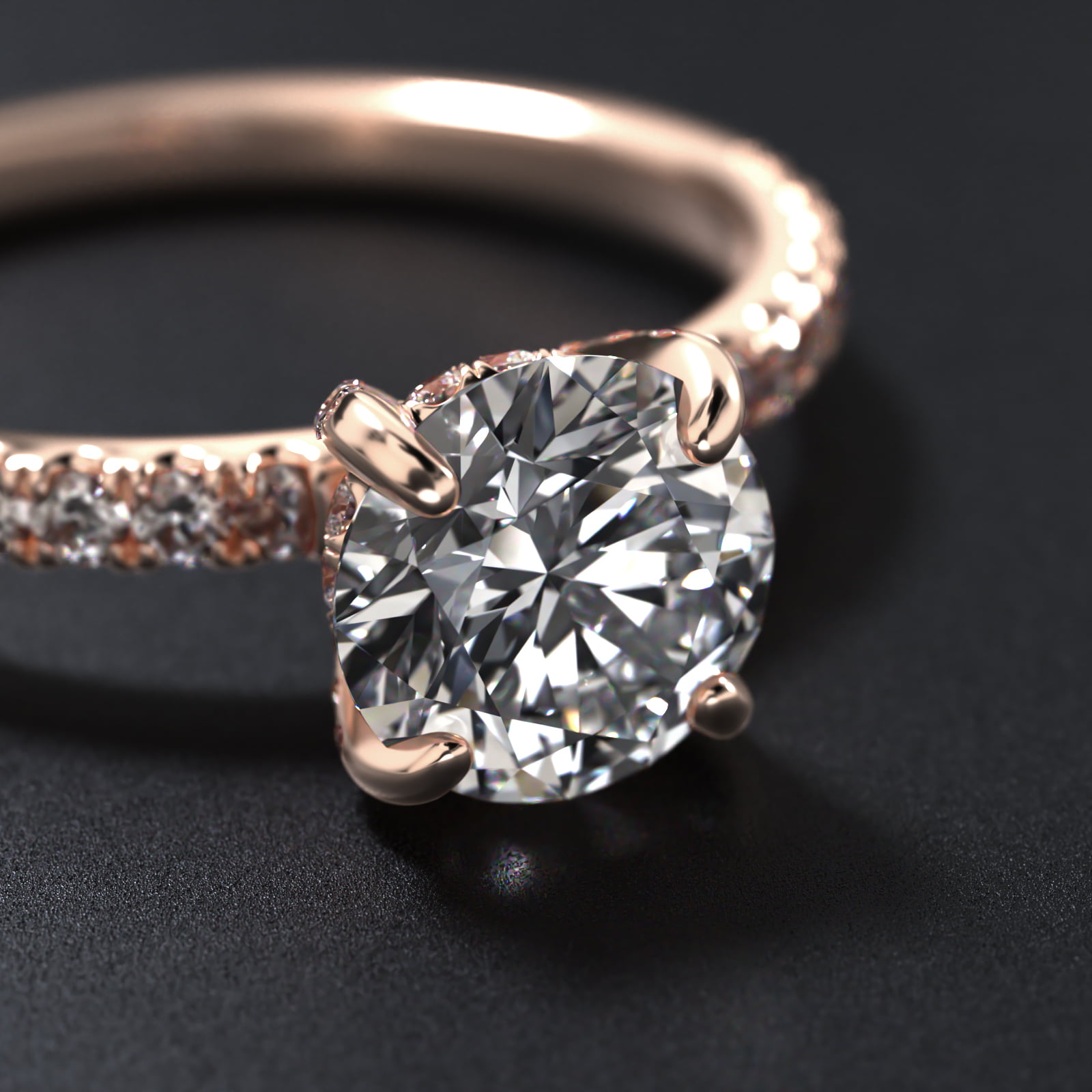 Petite Pavé Crown Lab-Grown Diamond Engagement Ring In 14K Rose Gold