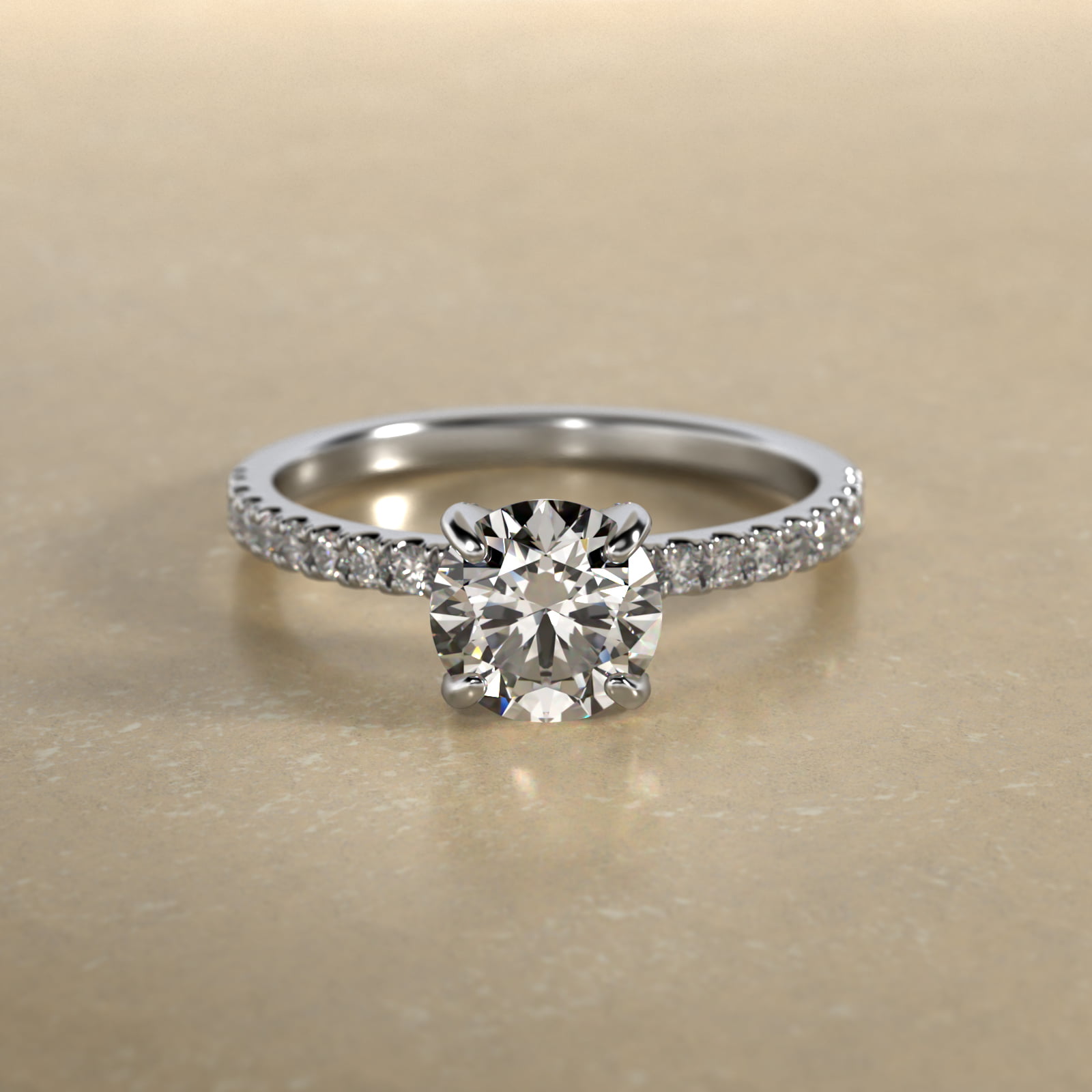 Petite Pavé Crown Diamond Engagement Ring In Platinum