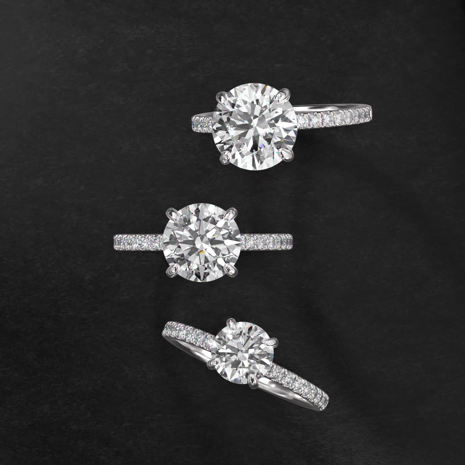 Petite Pavé Crown Lab-Grown Diamond Engagement Ring In 18K White Gold