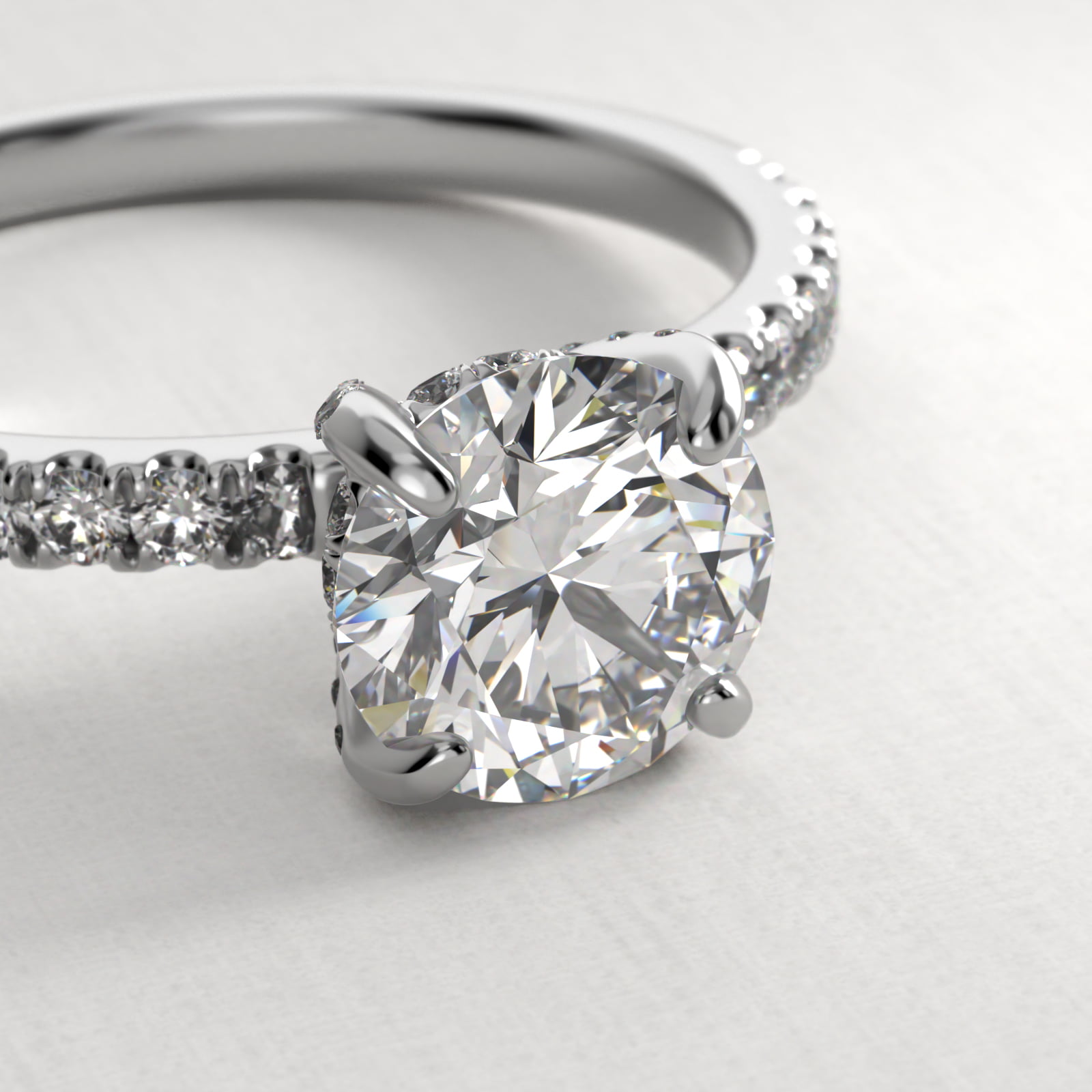 Petite Pavé Crown Lab-Grown Diamond Engagement Ring In Platinum