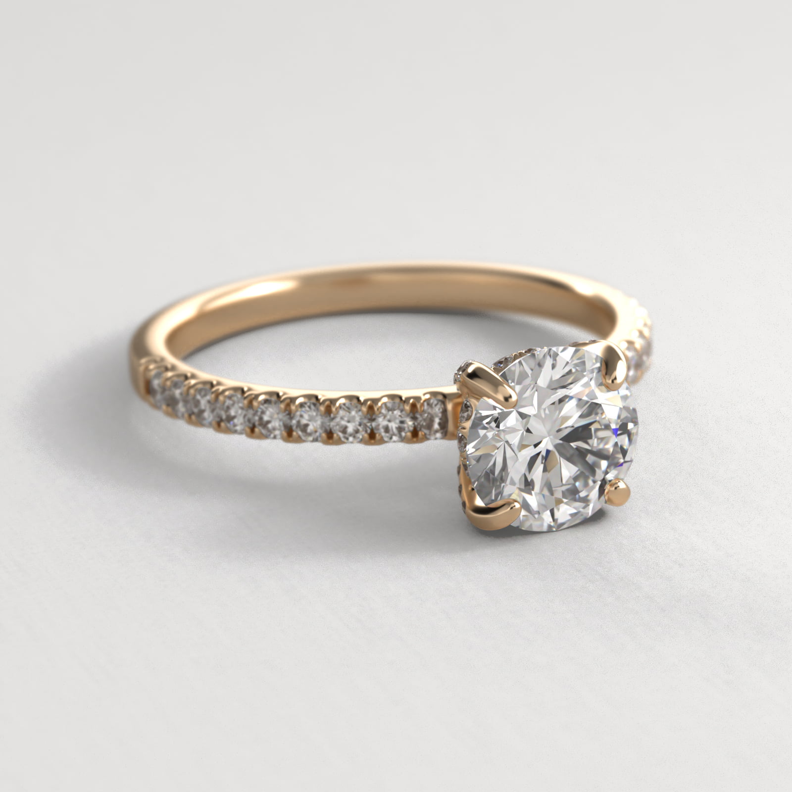 Petite Pavé Crown Lab-Grown Diamond Engagement Ring In 18K Yellow Gold