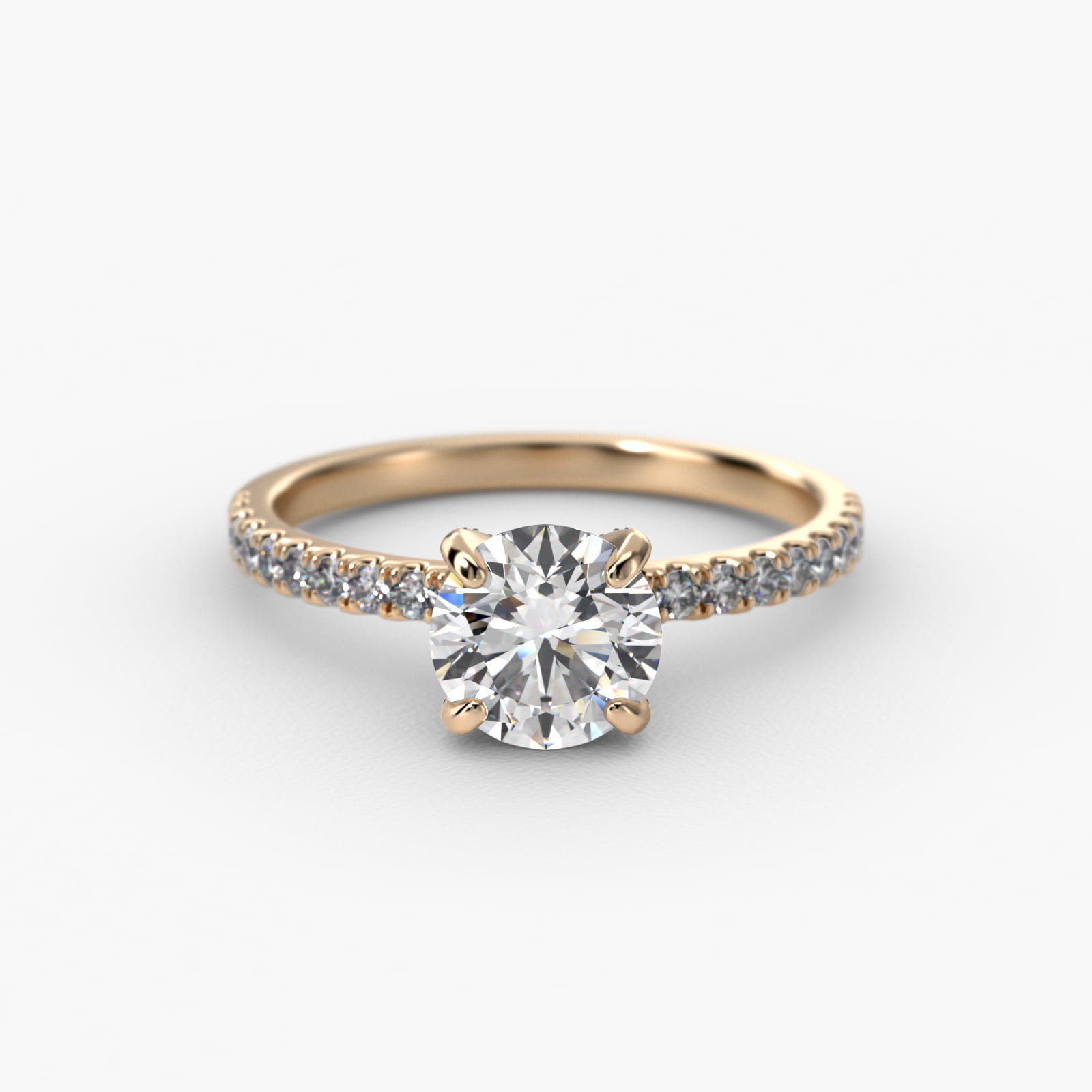Petite Pavé Crown Diamond Engagement Ring In 14K Yellow Gold