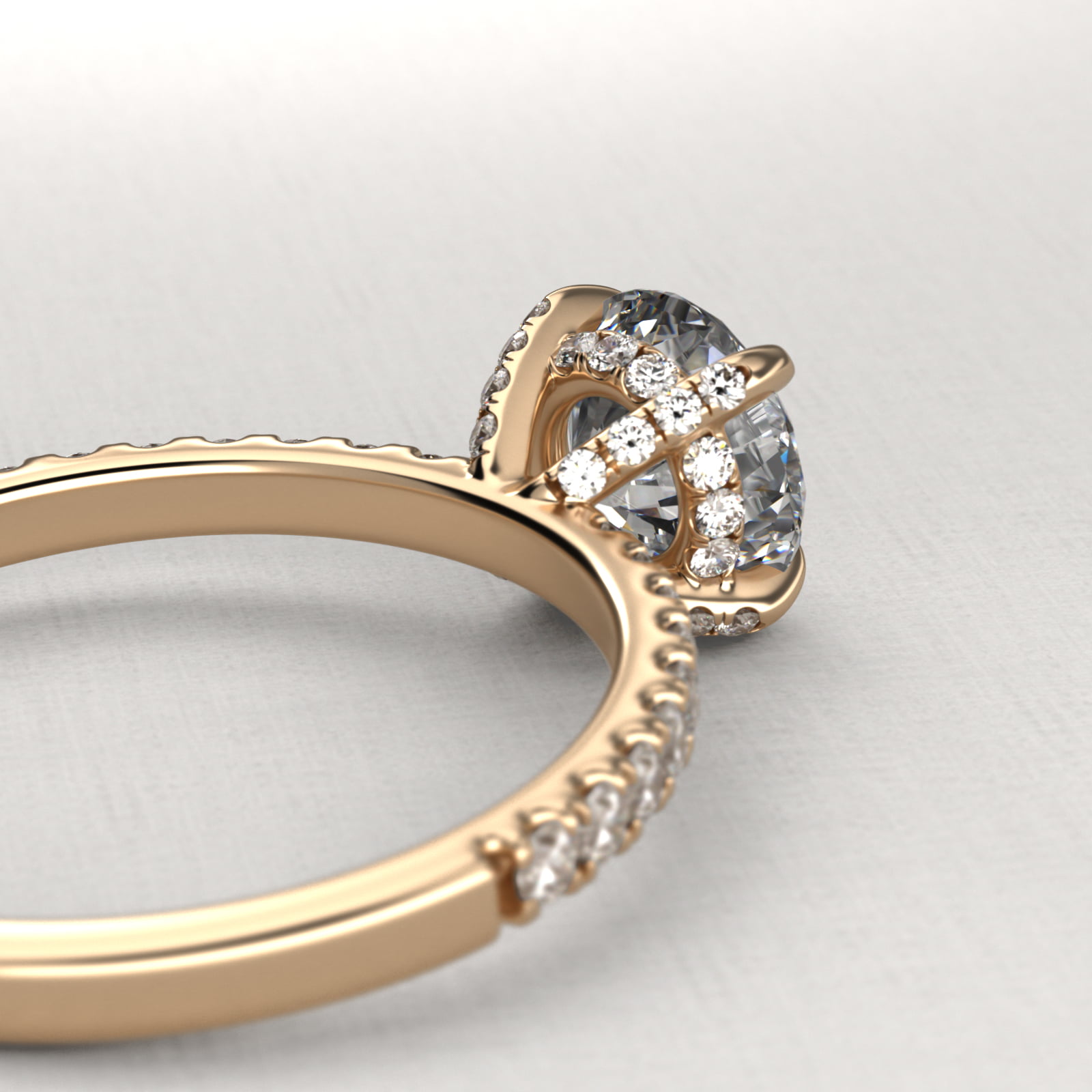 Petite Pavé Crown Lab-Grown Diamond Engagement Ring In 18K Yellow Gold