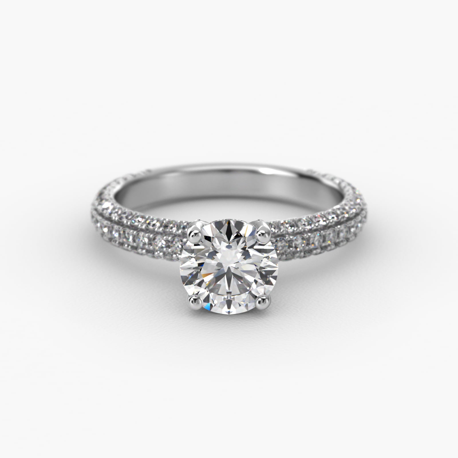 Trio MicroPavé Diamond Engagement Ring In Platinum