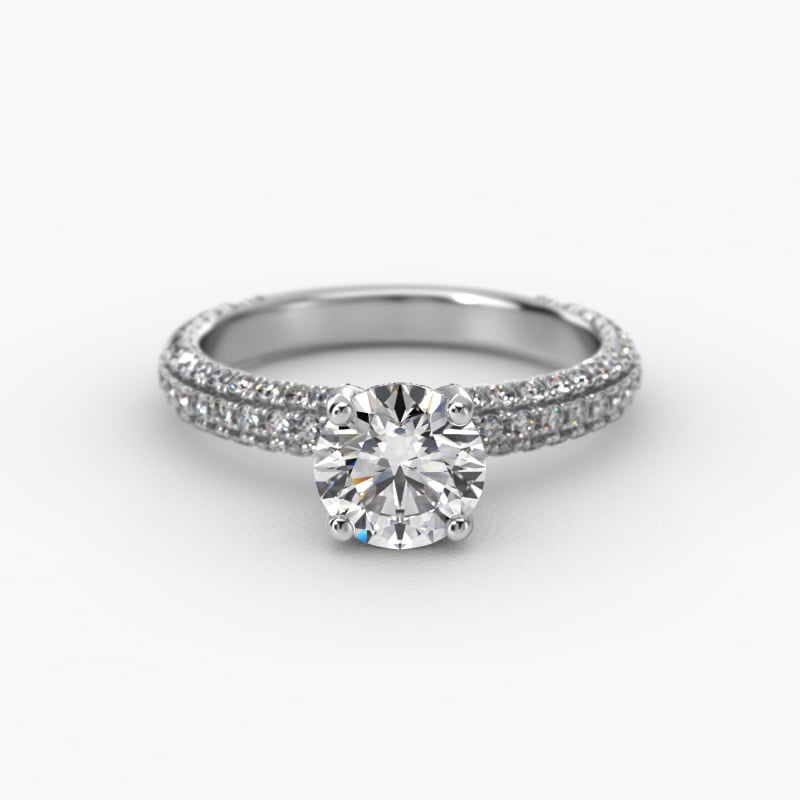 Trio MicroPavé Diamond Engagement Ring In Platinum