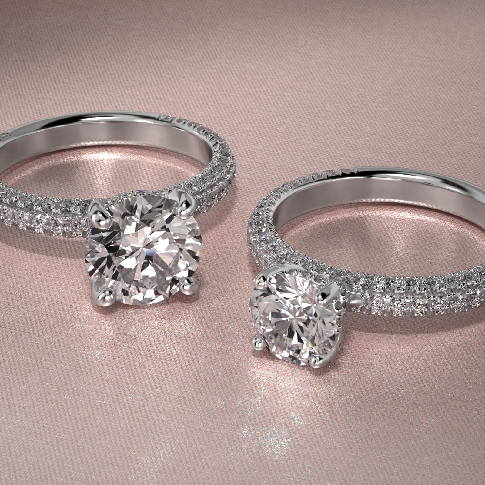 Trio MicroPavé Diamond Engagement Ring In Platinum