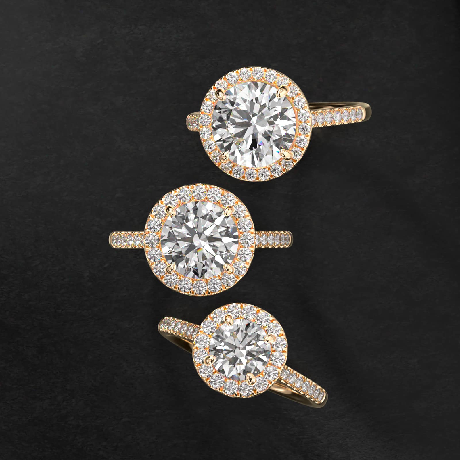 14K Yellow Gold Pavé Accented Diamond Engagement Ring