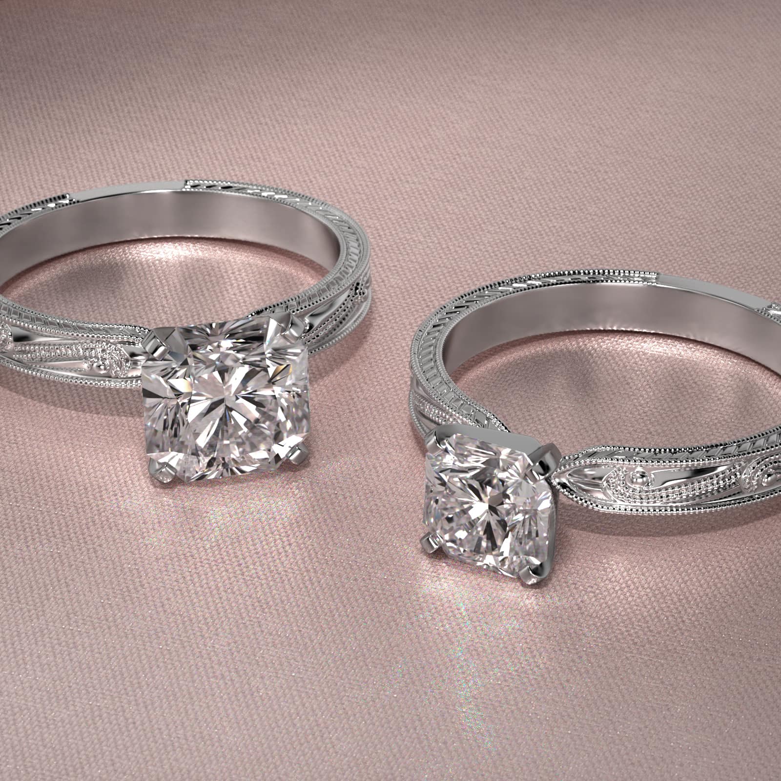 Engraved Solitaire Engagement Ring In Platinum