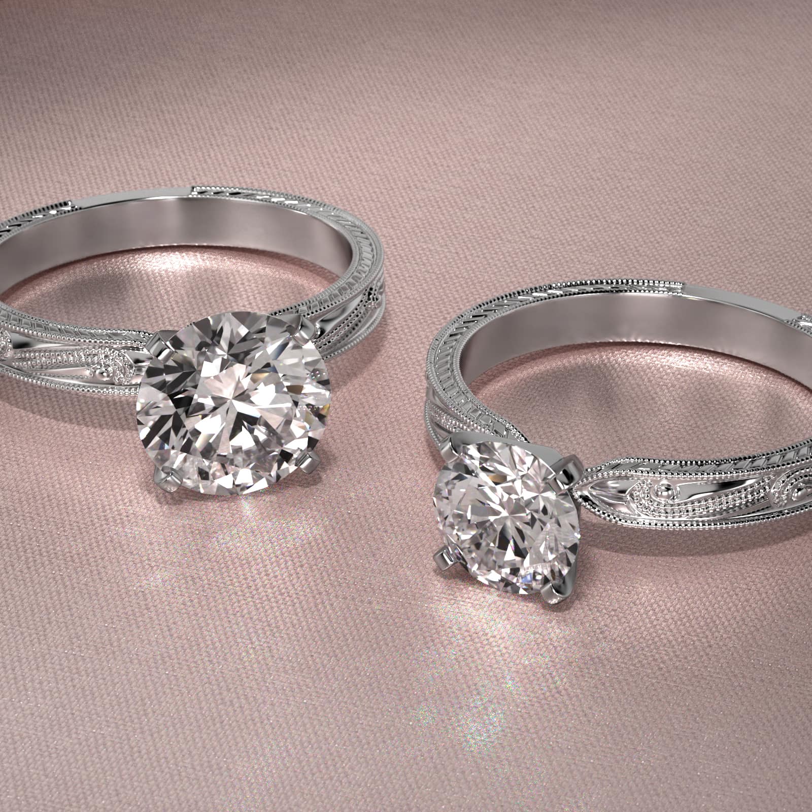 Engraved Solitaire Engagement Ring In Platinum