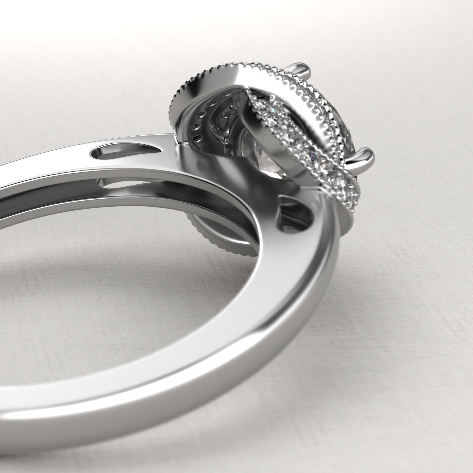 Infinity Milgrain Halo Vintage-Style Engagement Ring In 14K White Gold